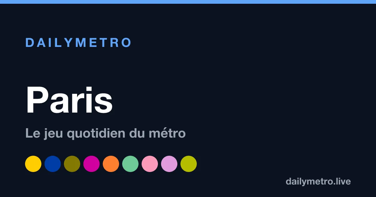 DailyMetro Paris title card, Le jeu quotidien du métro, with coloured dots for Métro lines