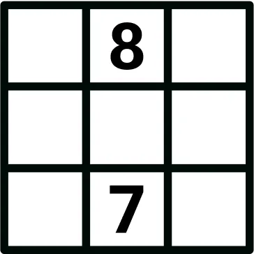 Metro's Hard Sudoku icon: a 3 by 3 block of sudoku cells with an 8 and a 7