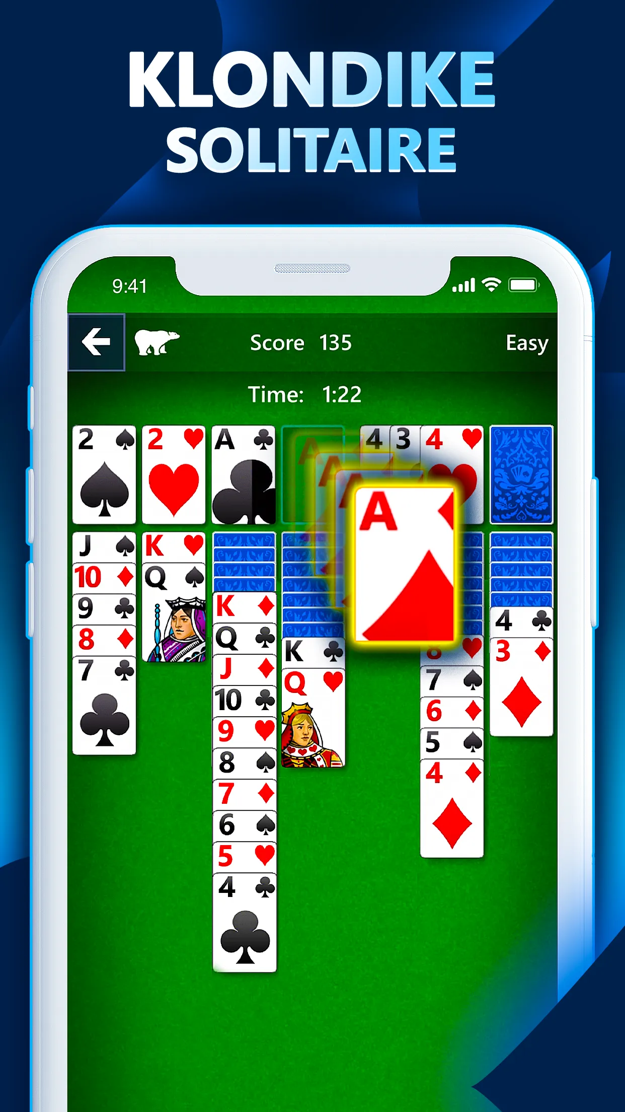 Klondike solitaire on a phone in Microsoft Solitaire Collection