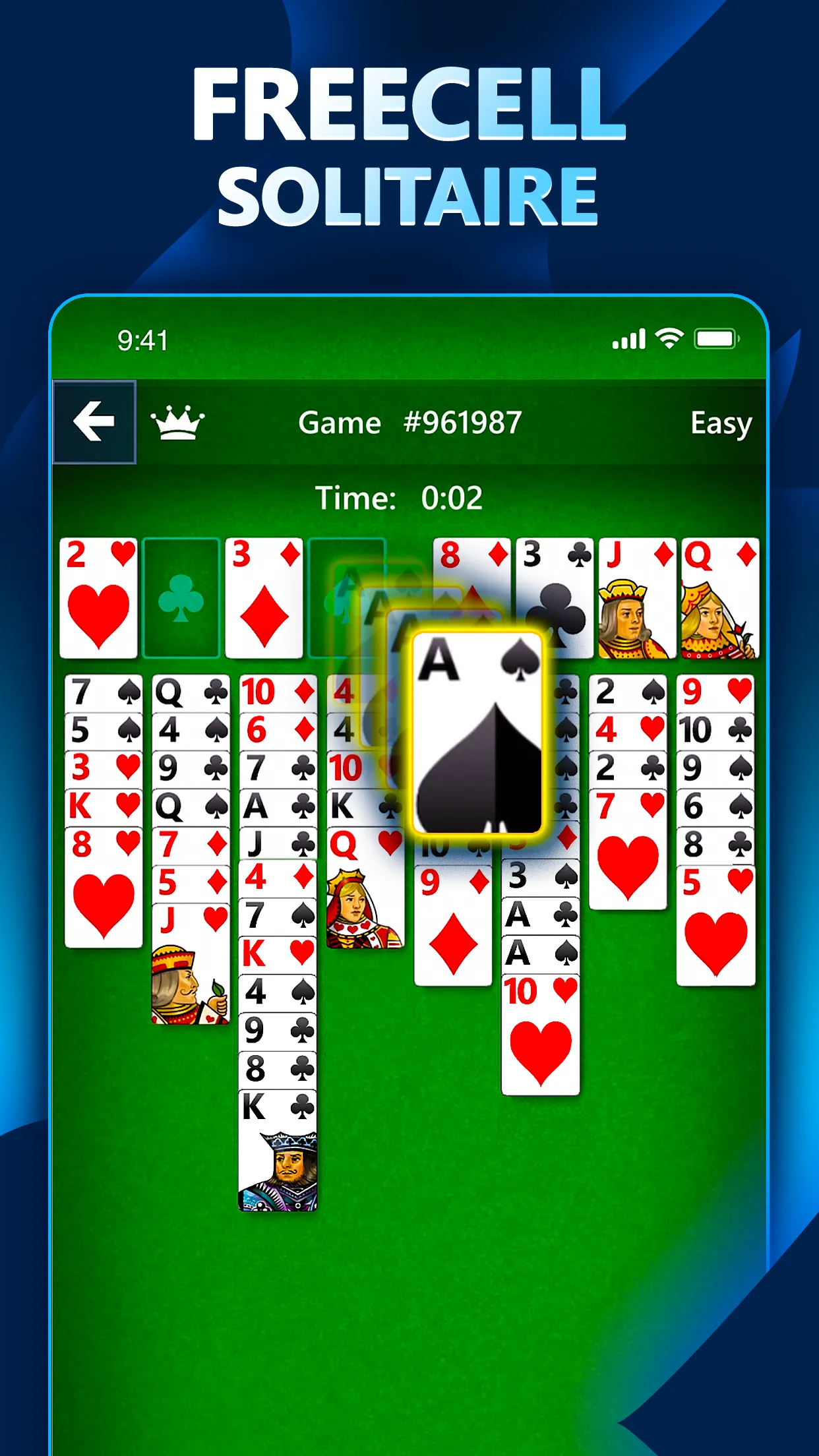 A FreeCell deal in Microsoft Solitaire Collection