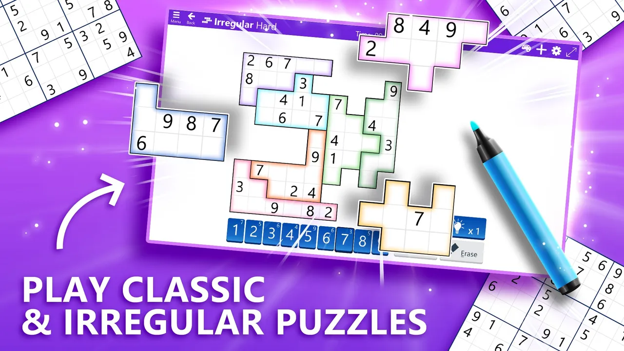 An Irregular sudoku with coloured jigsaw-shaped boxes