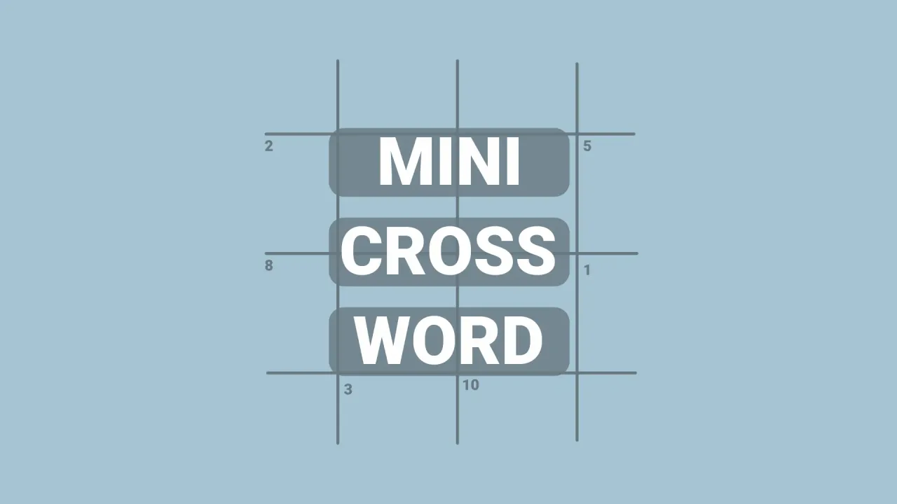 Fox News Mini Crossword title card: the words Mini Crossword over faint grid lines on a pale blue background