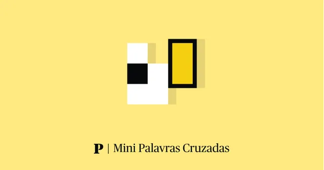 Mini Palavras Cruzadas's own share card: white, black and yellow crossword squares on a yellow background above the words P | Mini Palavras Cruzadas