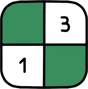 The Mini Sudoku icon: a two by two grid with the digits 3 and 1