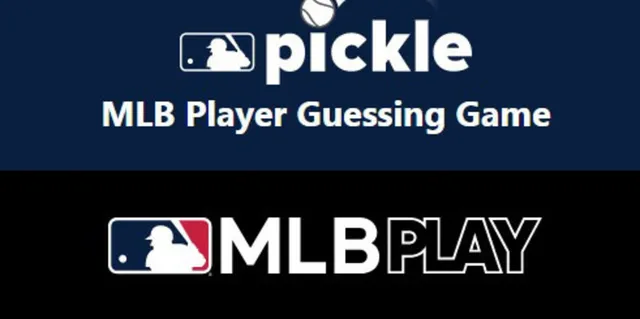 The MLB Pickle logo, MLB Player Guessing Game, above the MLB Play logo