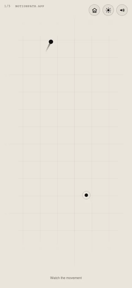 Phone size: the dot climbs the grid with a fading trail behind it, under the Watch the movement prompt