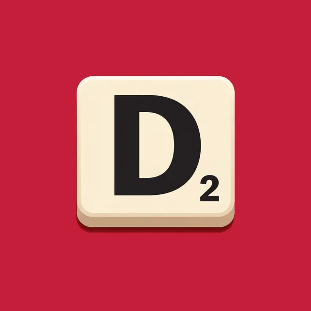 Dabble's icon: a cream letter tile showing D worth 2 points on red