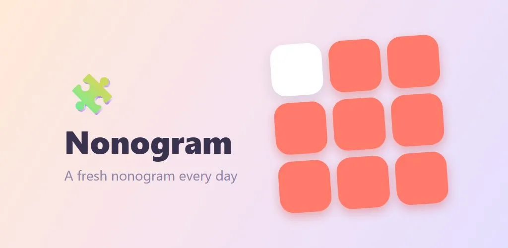 Nonogram - Puzzle Game's store art: the Nonogram name, 'A fresh nonogram every day' and its grid logo
