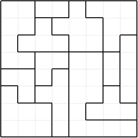 Today's Medium NoriNori on PuzzleMadness for 3 October 2026: an empty 8x8 grid divided by thick lines into regions
