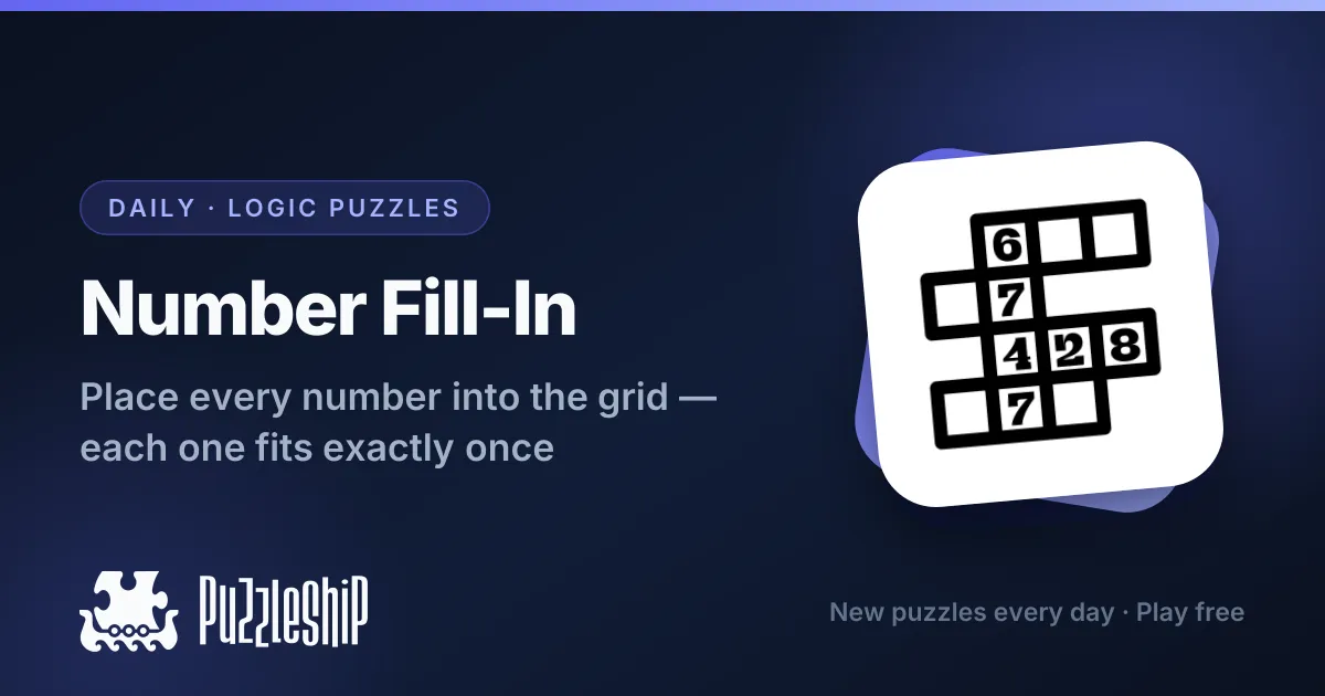 Number Fill-In daily puzzles on Puzzleship
