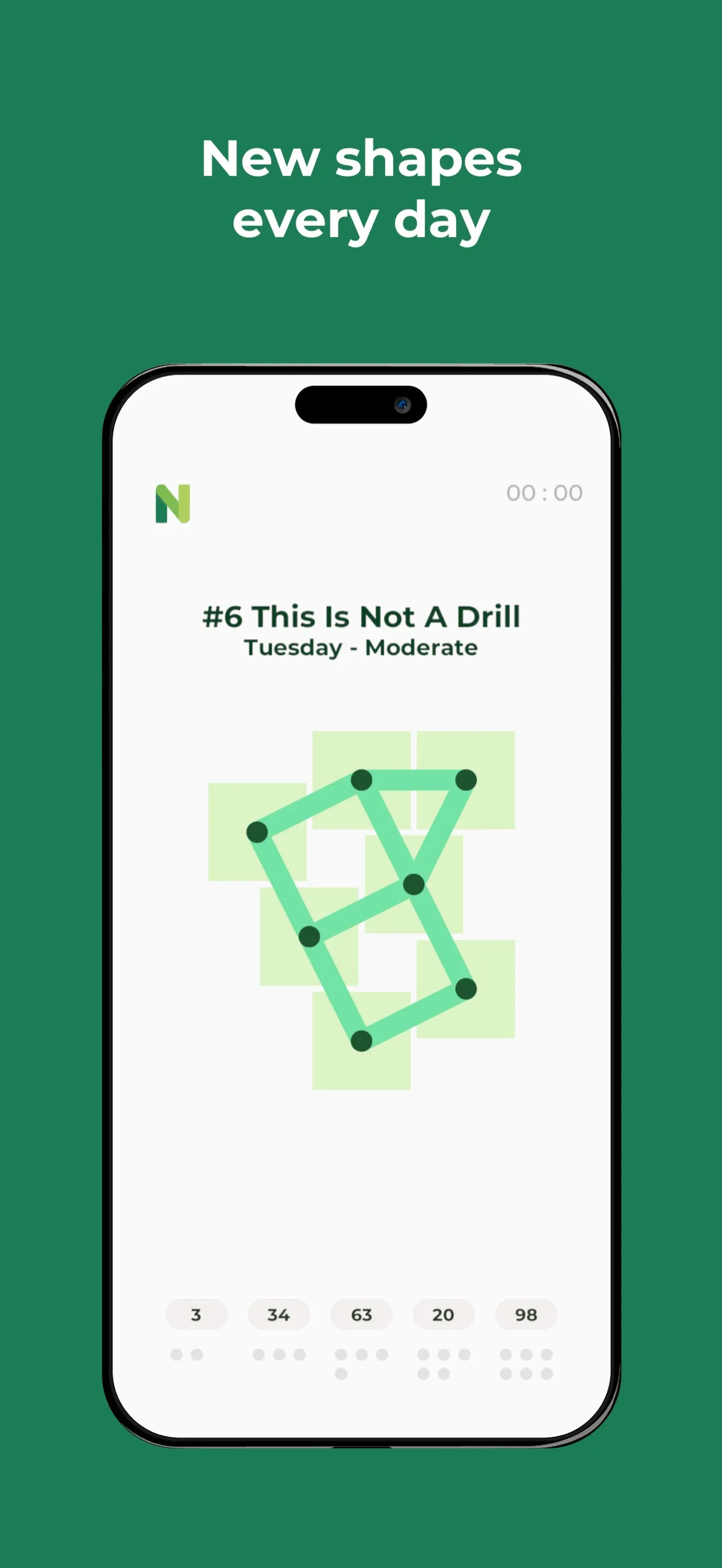 Number Salad daily puzzle #6 This Is Not A Drill, Tuesday, Moderate, showing a new board shape with swiped paths