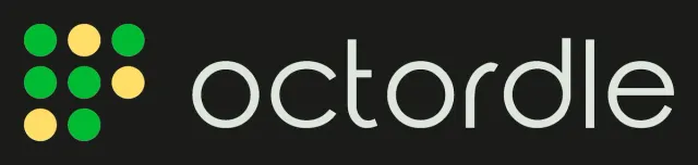 The Octordle logo beside eight green and yellow dots