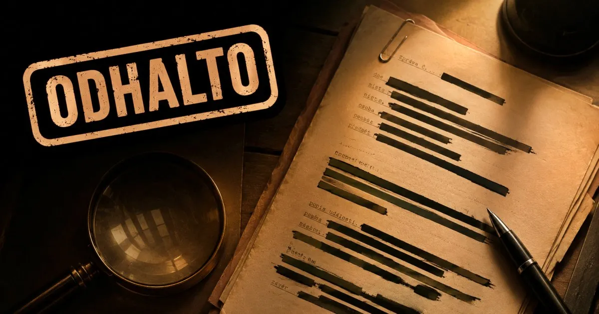 The ODHALTO card: a redacted document beside a magnifying glass