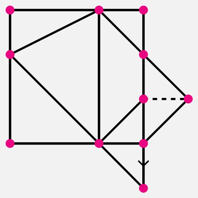 Today's Medium OneStroke figure on PuzzleMadness for 3 October 2026: pink dots joined by black lines, with one dotted line and one arrowed line
