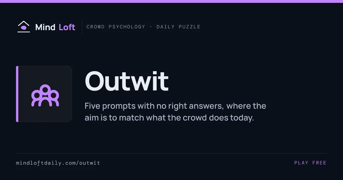 Outwit title card from Mind Loft, with the game's icon, name and a one-line description