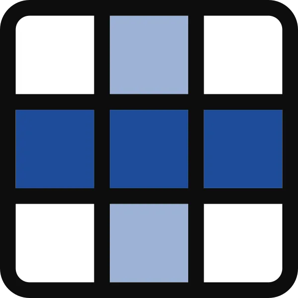 O Globo's crossword icon: a three by three grid with a highlighted blue row