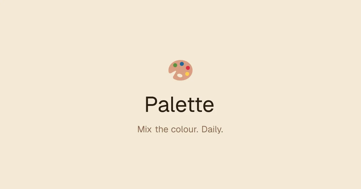 Palette share card: a painter's palette icon above the word Palette and the line Mix the colour. Daily.