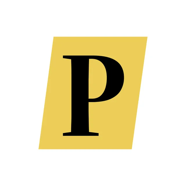 Parseword's icon: a black serif P on a slanted yellow card