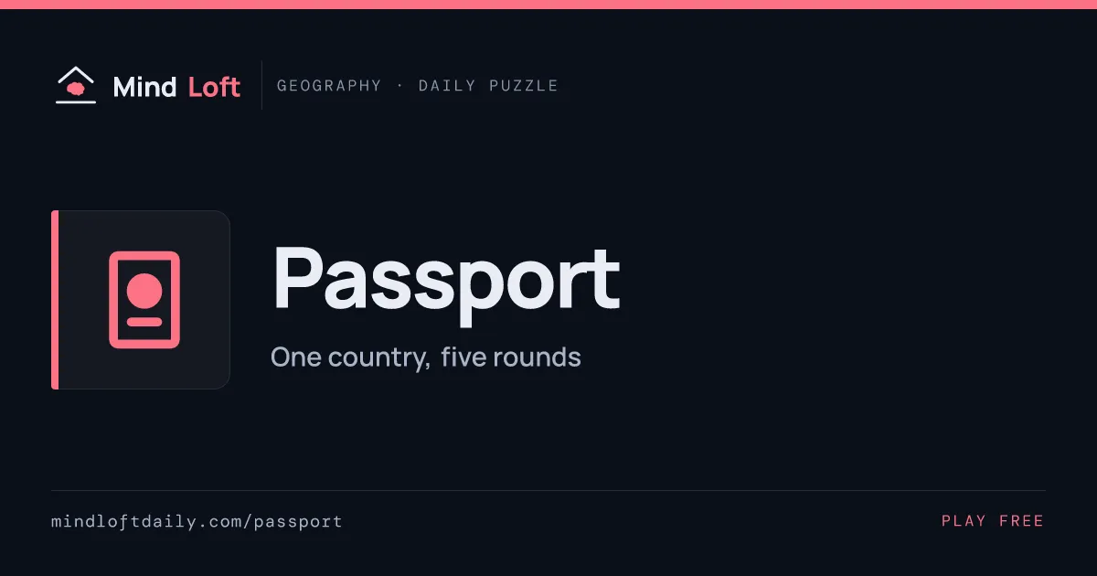 Passport title card from Mind Loft, with the game's icon, name and a one-line description