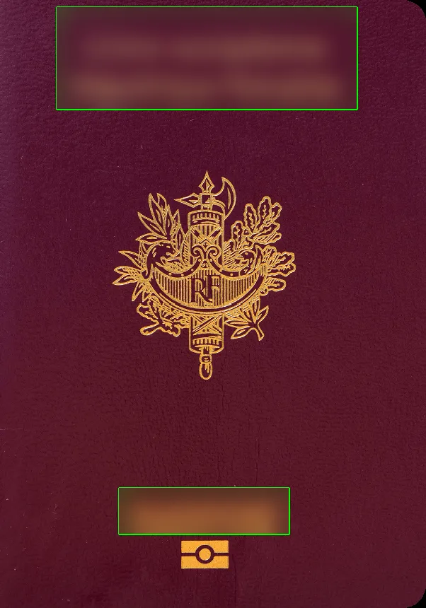 Another Passportle puzzle image: a passport cover with its country name blurred