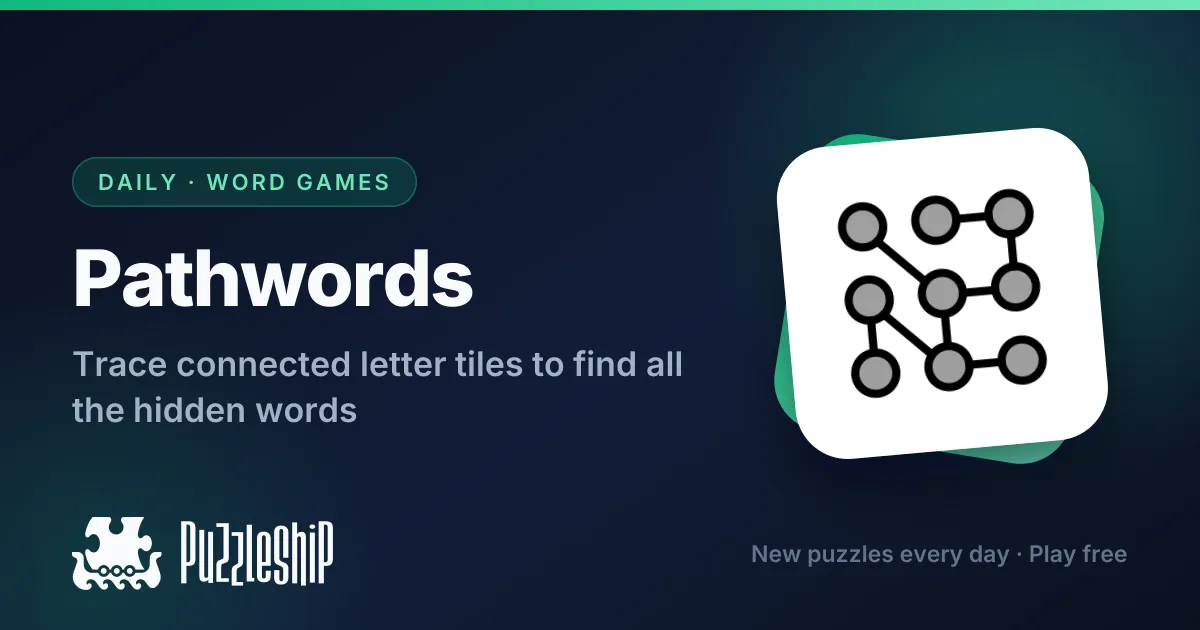 Pathwords daily puzzles on Puzzleship
