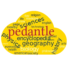 The Pedantle logo, a word cloud of encyclopedia topics