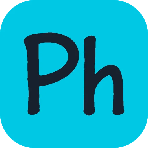 Phrasicle's icon: the letters Ph on a turquoise square