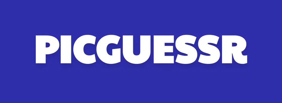 The Picguessr logo, white lettering on blue