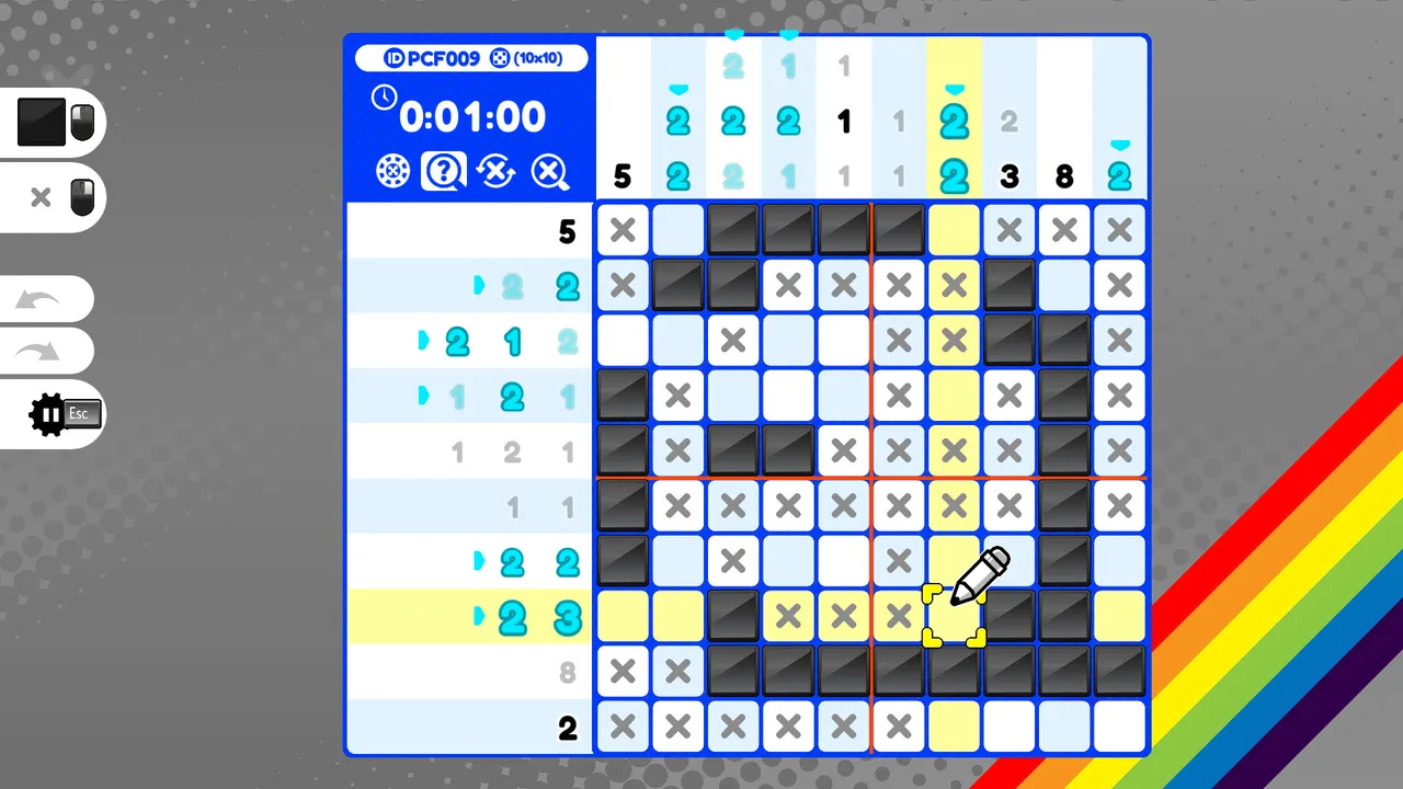 Piczle World of Puzzles screenshot of a nonogram grid with number clues
