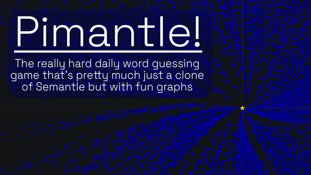 Pimantle banner: the title over a dark radial plot of blue guess points spiralling towards a yellow star