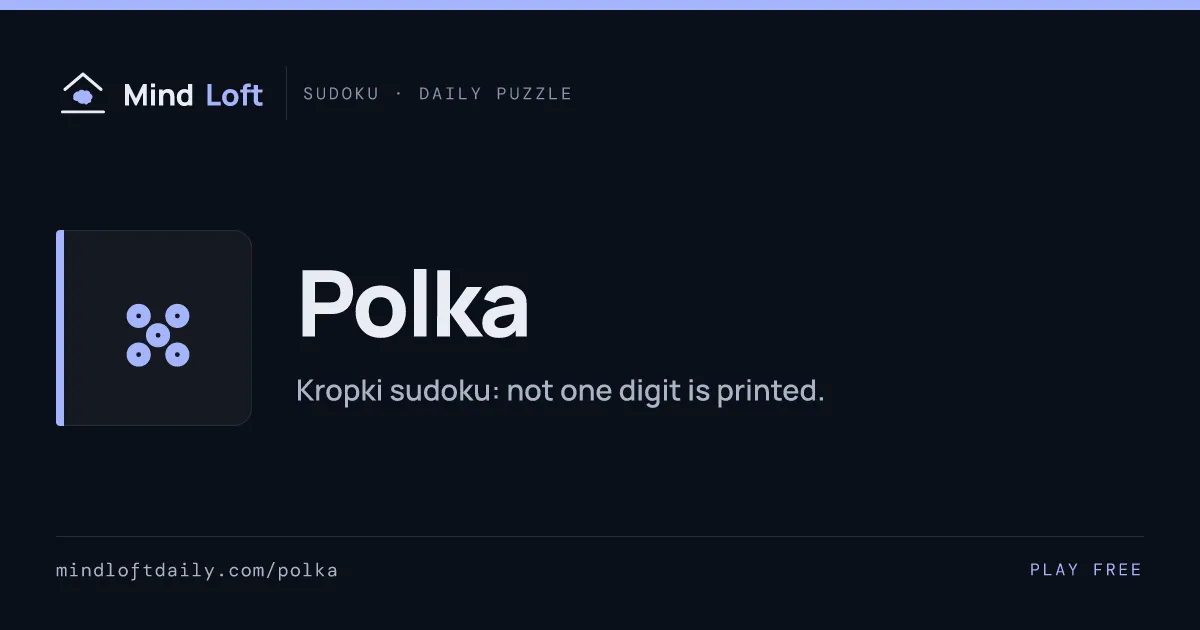 Polka title card from Mind Loft, with the game's icon, name and a one-line description