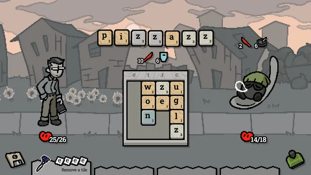 Pronoun Palace screenshot of a word battle with letter tiles