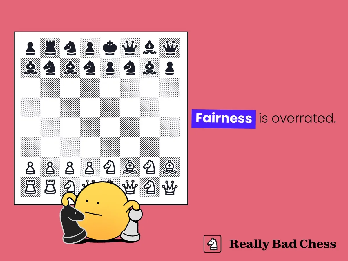 A Really Bad Chess board on Puzzmo with mismatched sets of pieces