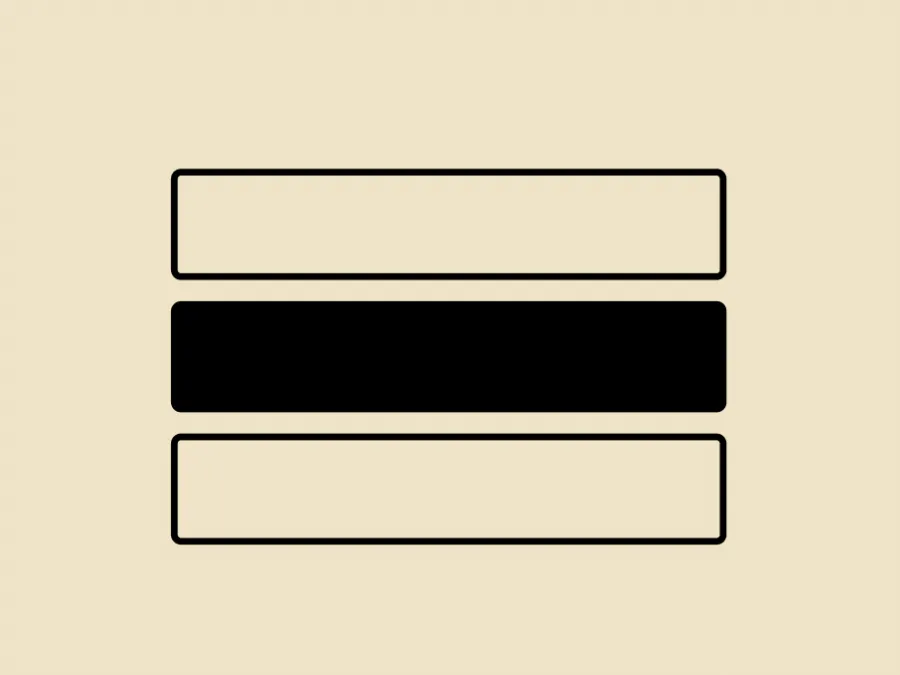 Quando Foi? icon: three stacked bars standing for cards on a timeline, the middle one filled black