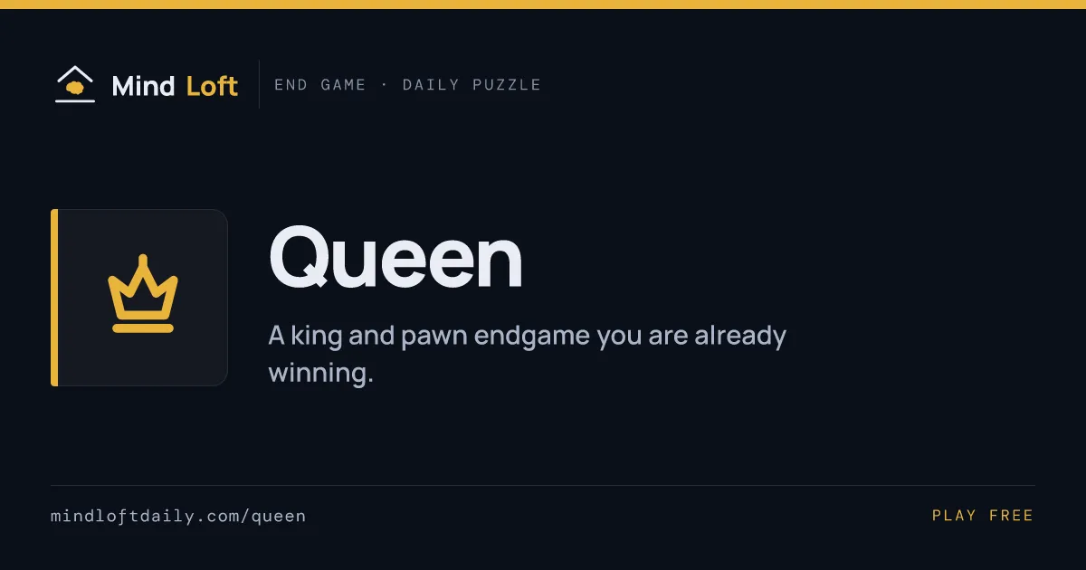 Queen title card from Mind Loft, with the game's icon, name and a one-line description