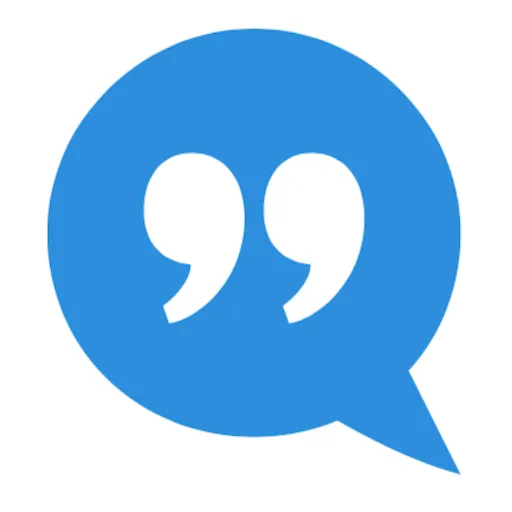 Quolture icon, a blue speech bubble with quotation marks