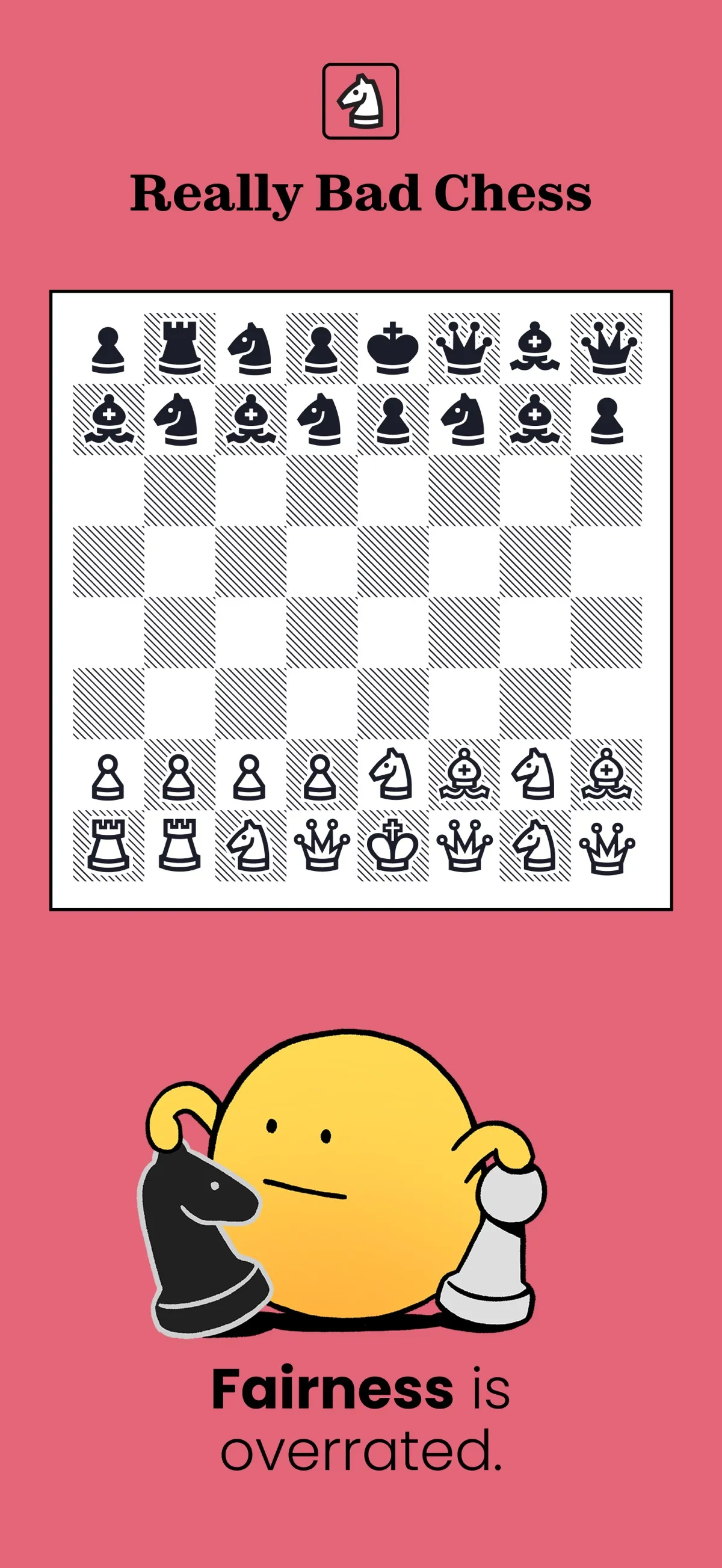 A Really Bad Chess board with shuffled black and white pieces
