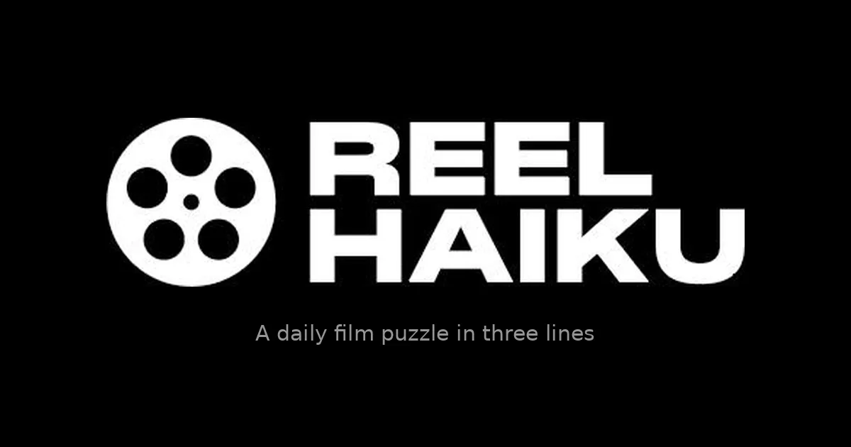 The Reel Haiku logo, a film reel beside the words Reel Haiku, over the line 'A daily film puzzle in three lines'