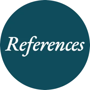 The References logo, the word in white italic on a teal circle