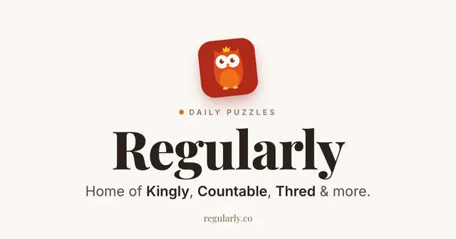The Regularly card: an owl app icon above Home of Kingly, Countable, Thred and more