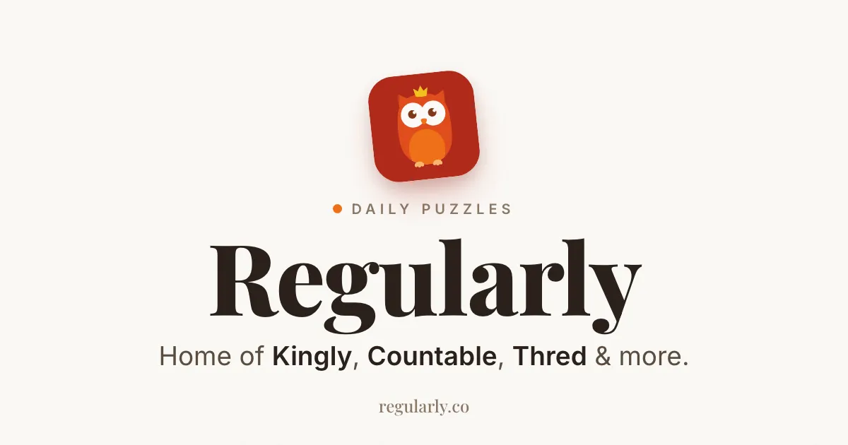 The Regularly card: an owl app icon above Home of Kingly, Countable, Thred and more