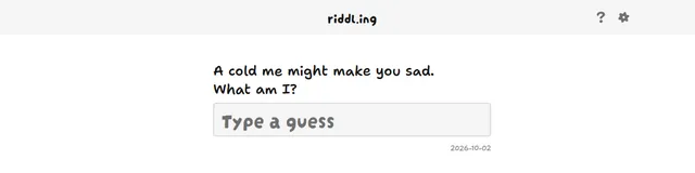 The riddl.ing page with the day's first clue and a box to type a guess