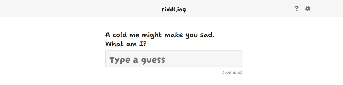 The riddl.ing page with the day's first clue and a box to type a guess