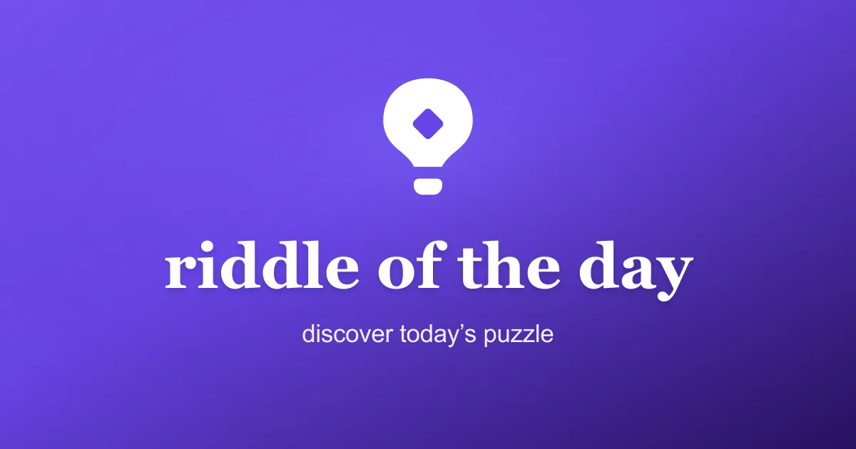 The Riddle of the Day logo, a white lightbulb above the words riddle of the day, on purple
