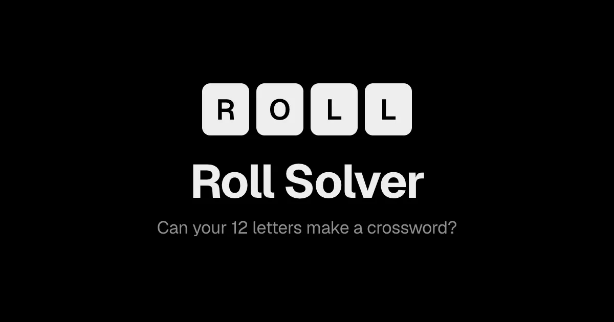Roll Solver share card: letter tiles spelling ROLL above the question Can your 12 letters make a crossword?