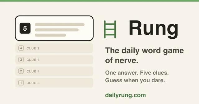 Rung's ladder of five clue rungs worth 5 to 1 points beside the title