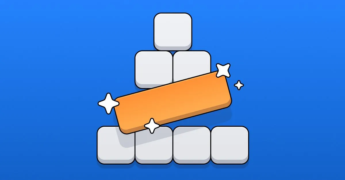 Sanapyramidi logo: a pyramid of tiles with one orange bar