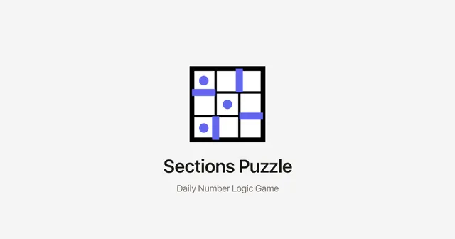 The Sections Puzzle logo, a 3x3 grid with purple bars and dots, Daily Number Logic Game