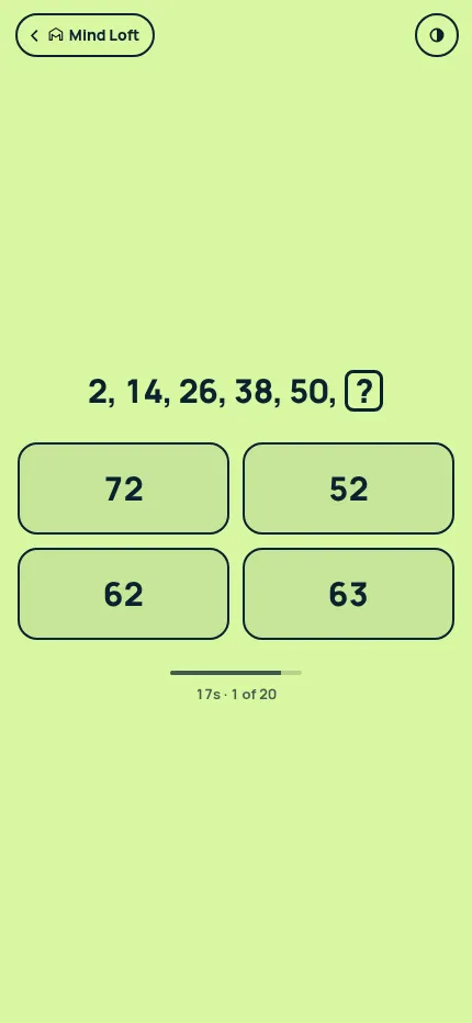 Series at phone size on the same day, four answer buttons stacked two by two