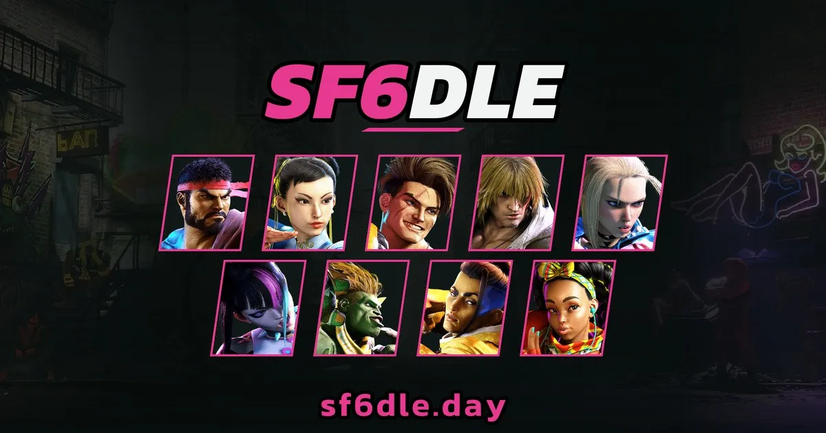 SF6DLE share art: the game's name over portraits of nine Street Fighter 6 fighters, with sf6dle.day below